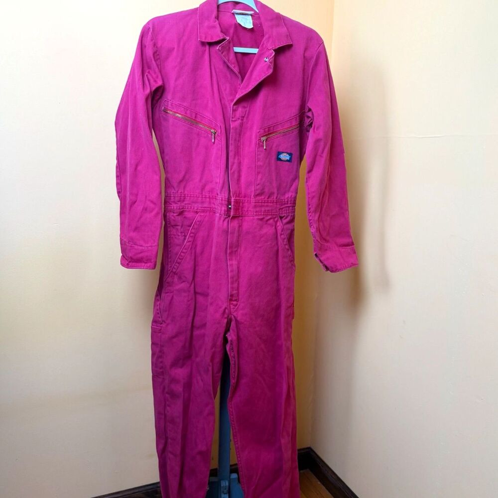 Vintage Rare 90s Dickies Coveralls Jumpsuit Belize Pink Boiler Suit 38 Short